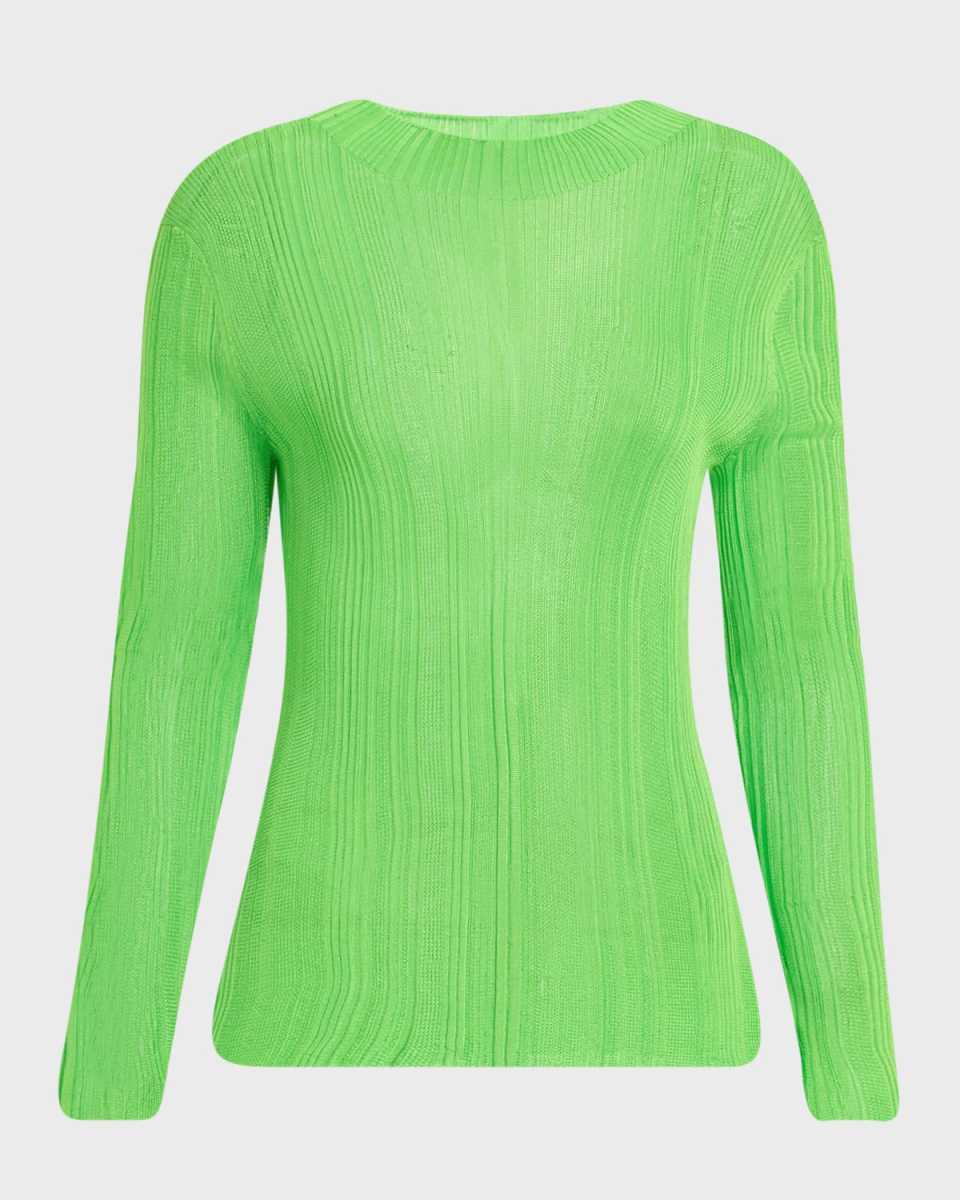 Aveda Mock-Neck Silk Plisse Knit Sweater